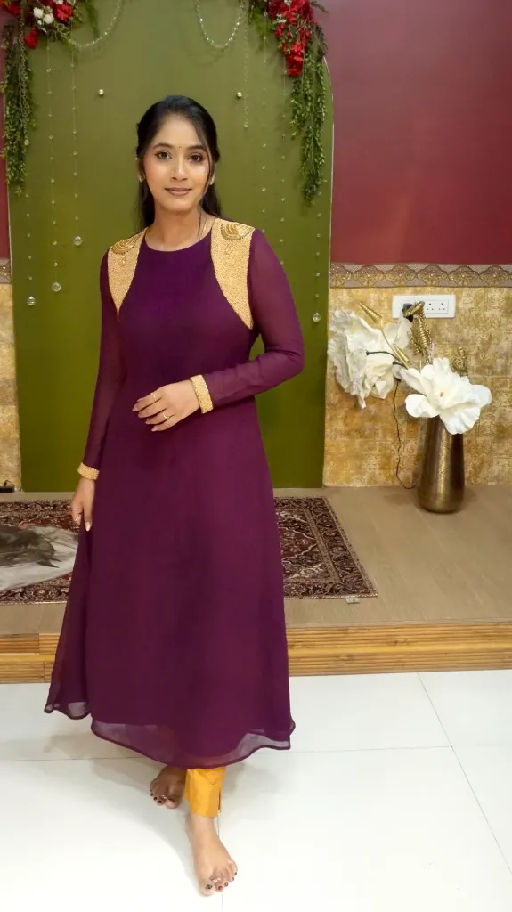 Purple Designer A-Line Dress