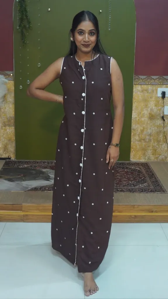 [BP-D] Brown polka casual dress (S- M 34-36)