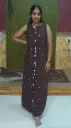 Brown polka casual dress