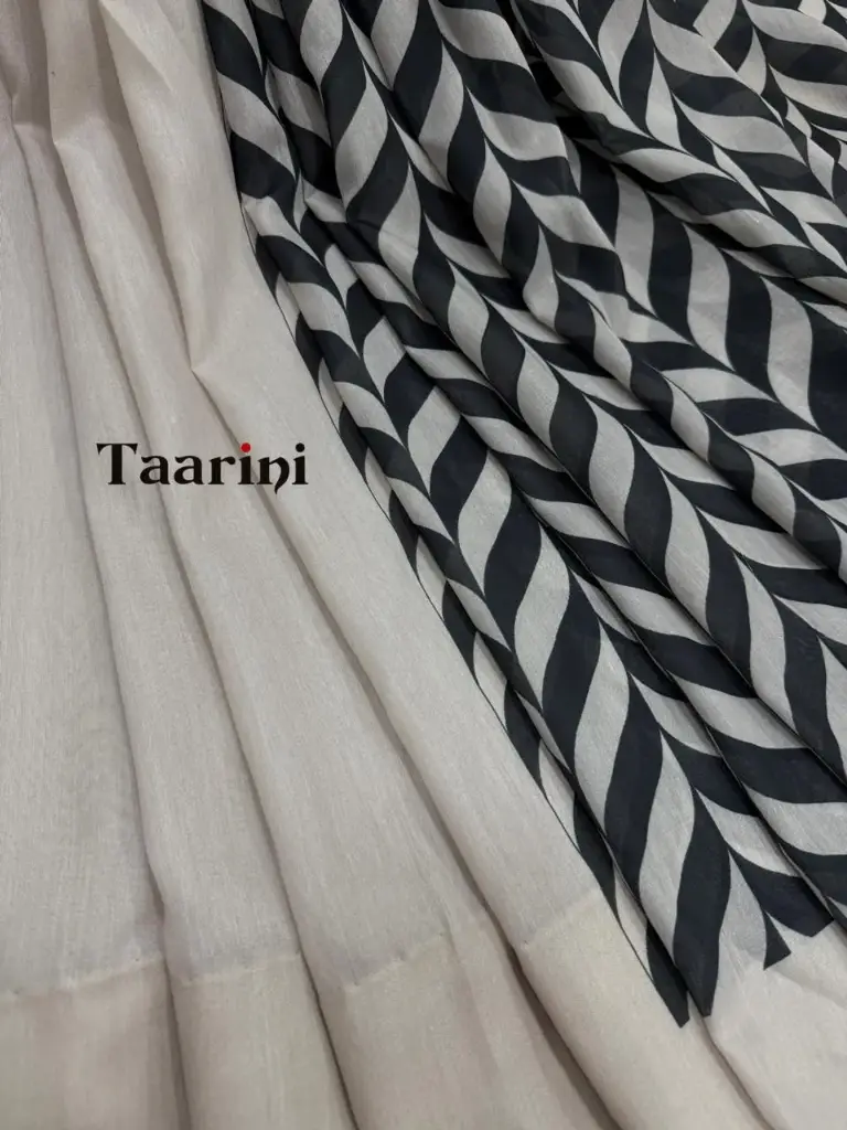 Partly-Pallu (beige & black)