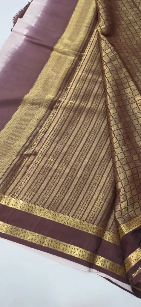[BSS-C2] Brocade Pure crepe silk (checks) (chocolate brown)