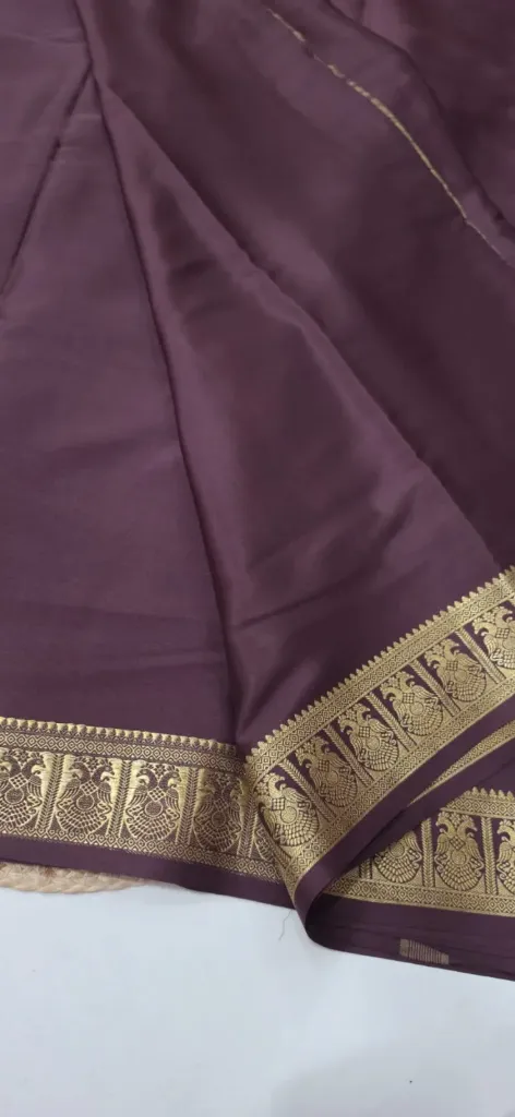 [GB-CS] Gandaberunda Pure crepe saree (chocolate brown)