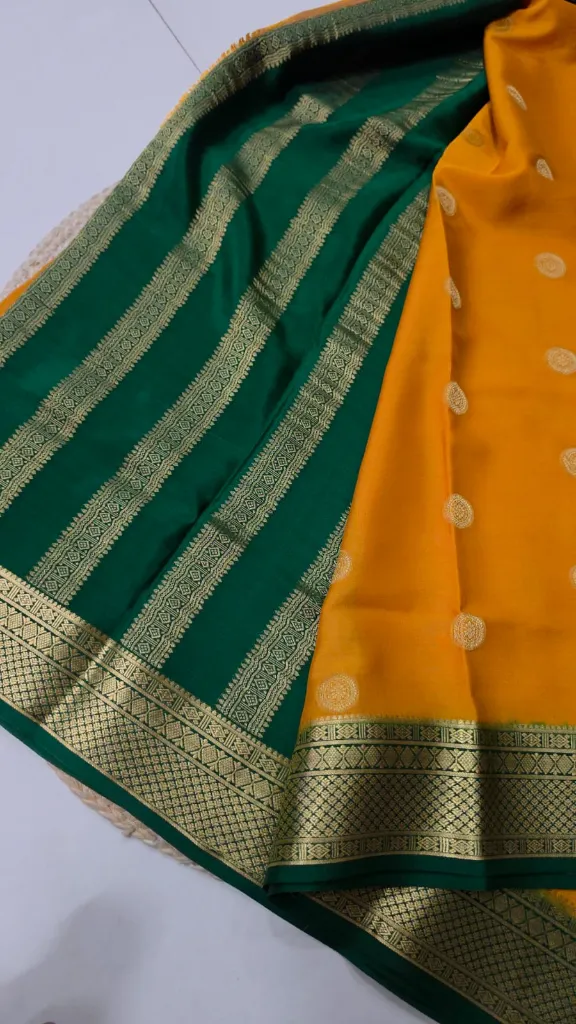 [PC-Ss] Pure crepe Rudhraksh butta (Mustard)