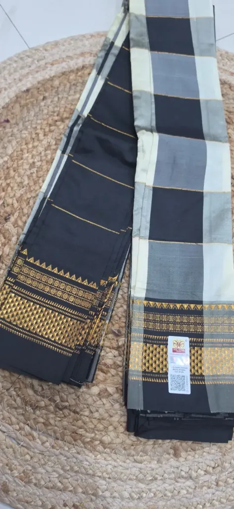 [pi-1] Pure Silk ILKAL (Black & white)