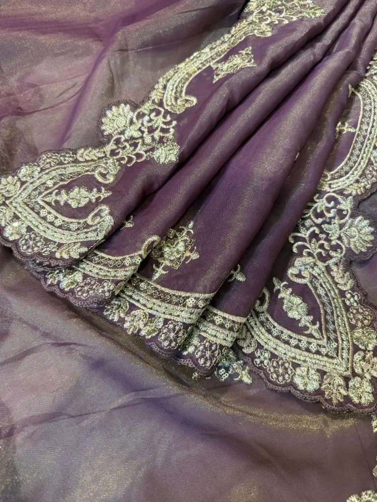 Purple embroidery saree 