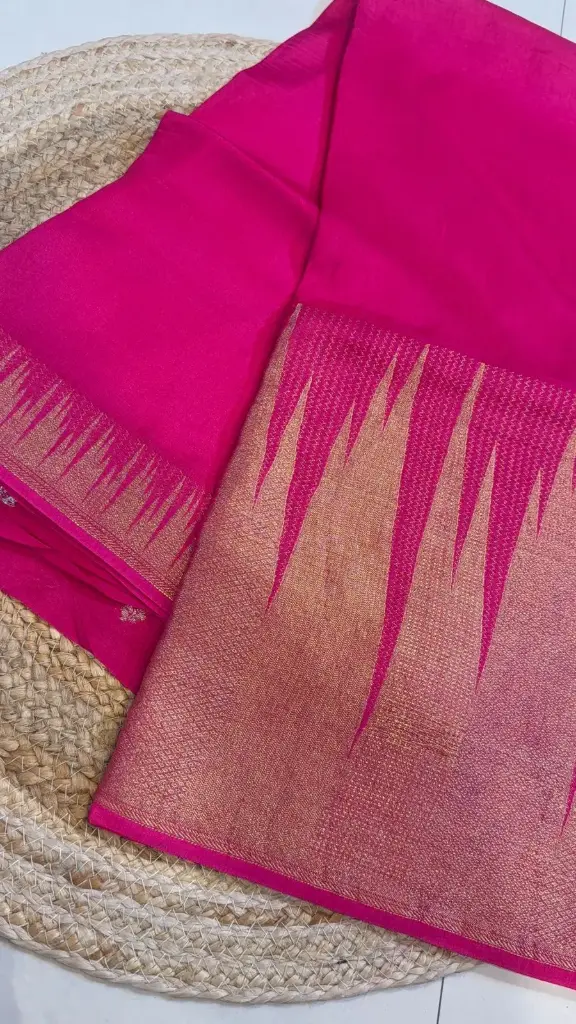 Temple border crepe saree 