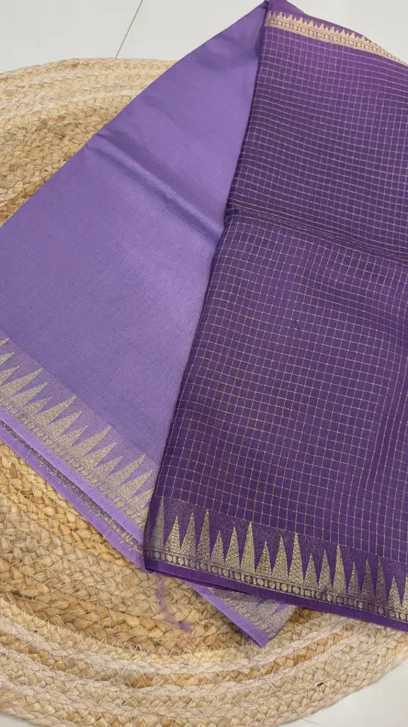 Half & Half crepe checks   (Purple)