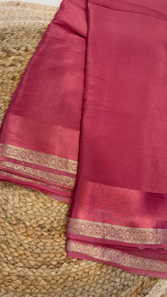 Chiffon with satin Border (Mauve pink)