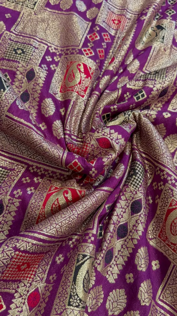 Pure Dola zari blouse piece  (Purple)