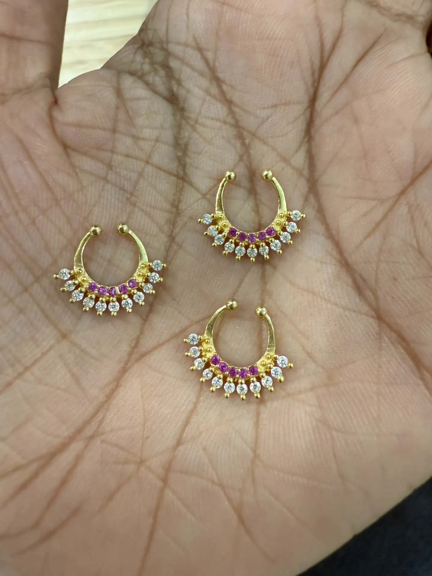 92.5 Pink & White stone septum