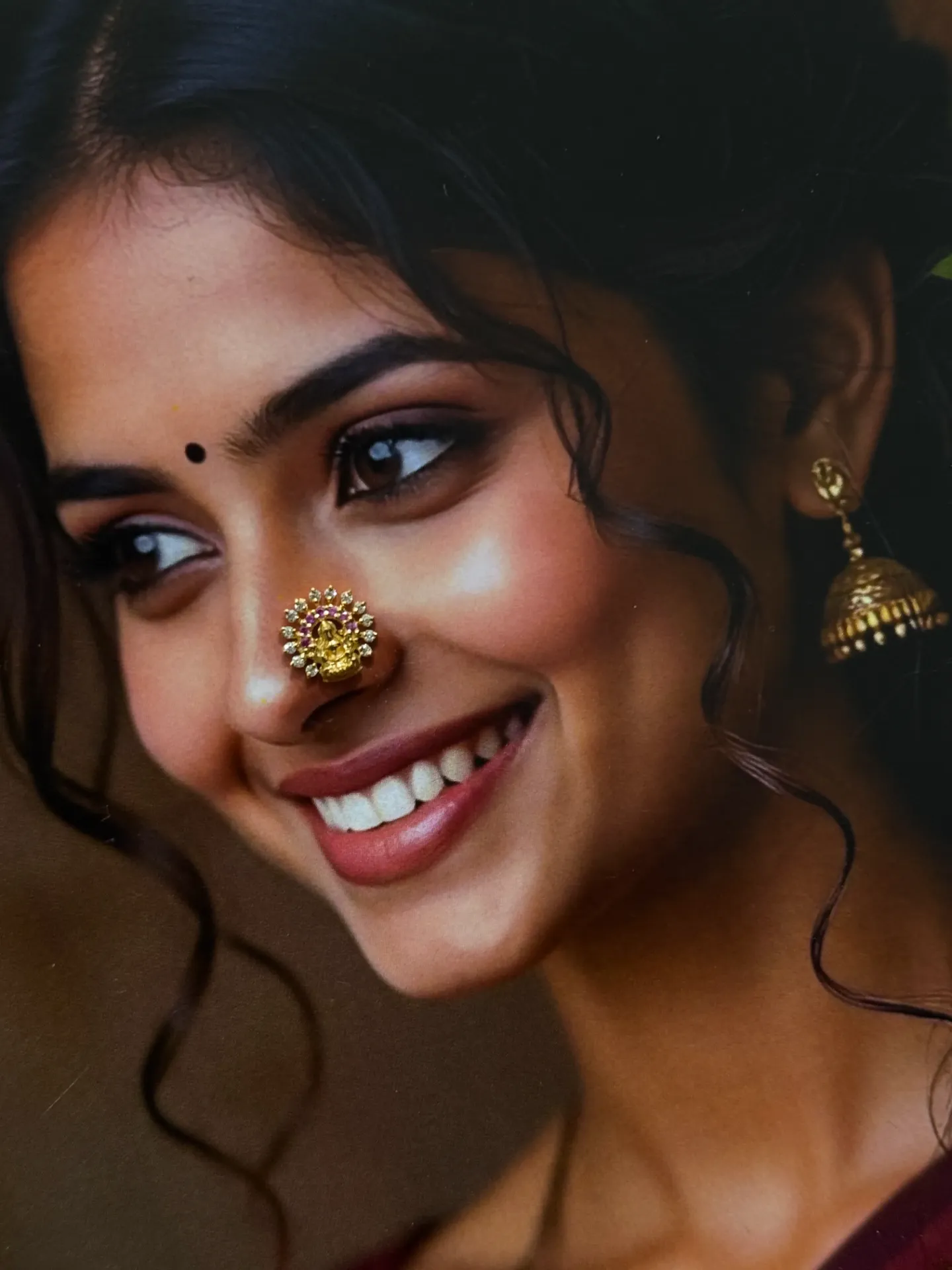 916 Gold Lakshmi Nosepin (Pink stone)