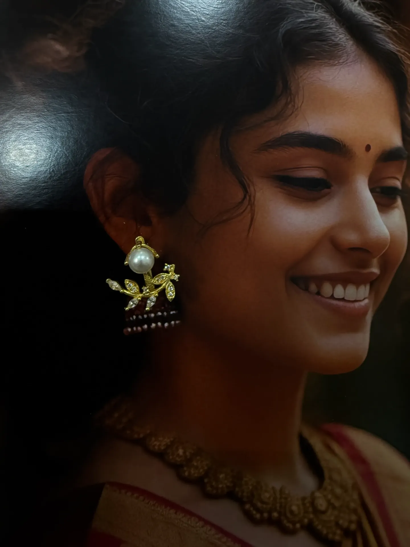 92.5 Silver Pearl-leaf earstud