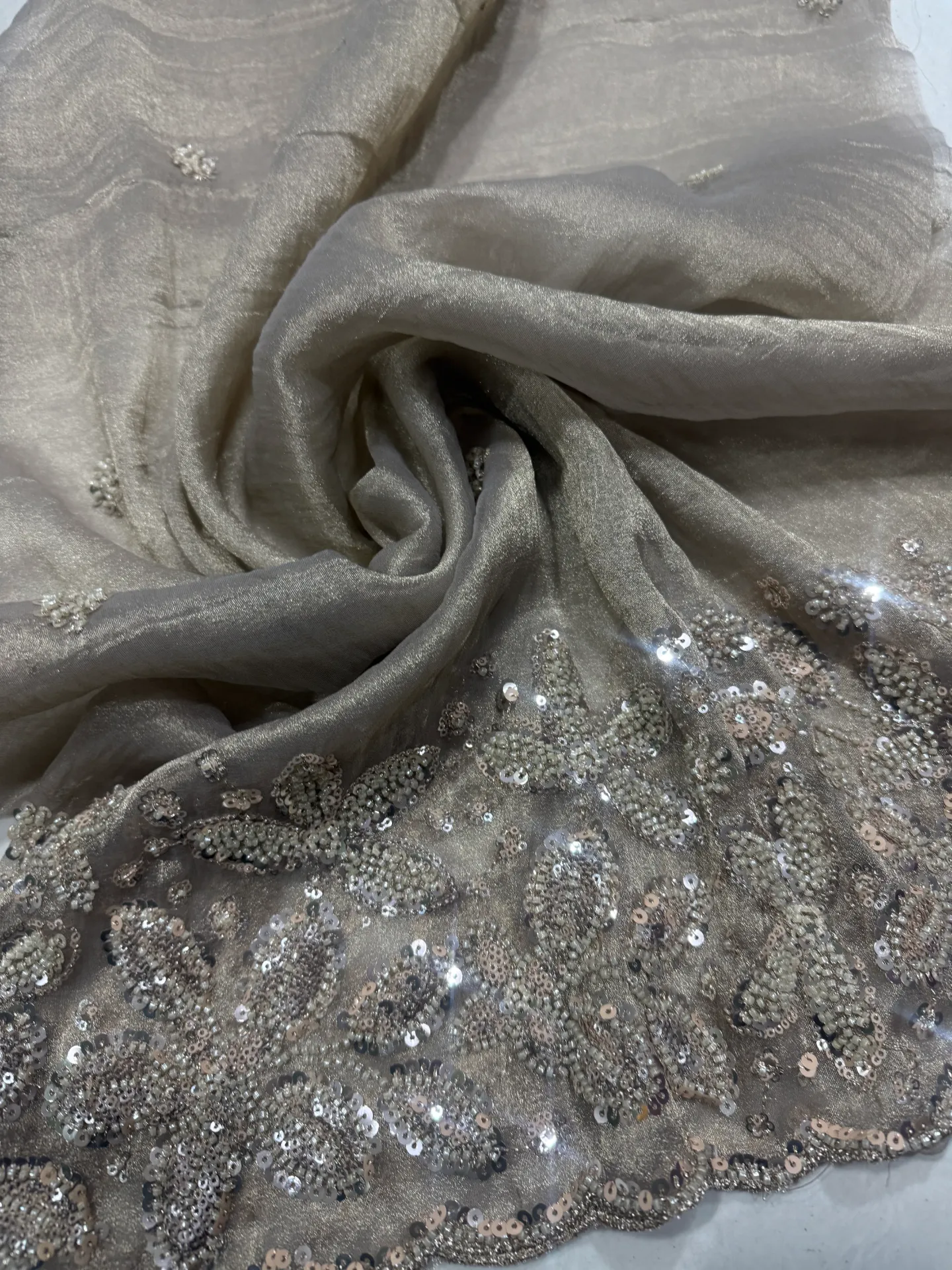 Crush champagne blouse fabric