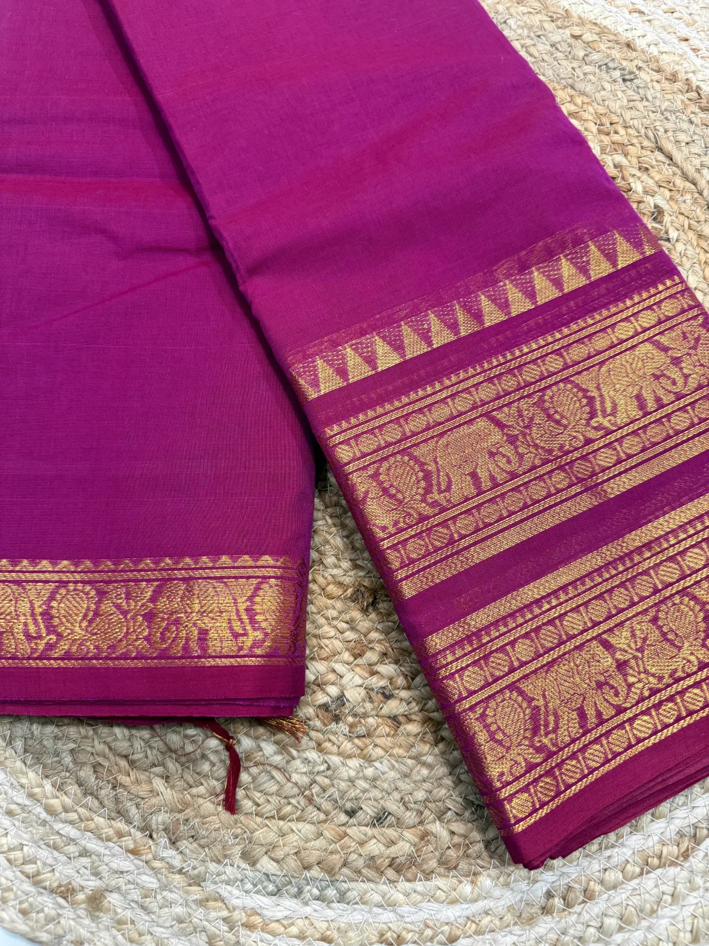 [CH-S-1] Chettinadu Kanchi Cotton Saree (Magenta pink)