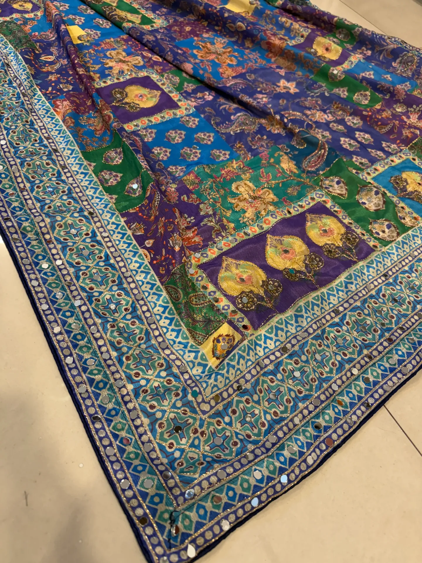 [mr-s-b] Mirror work saree (Blue)