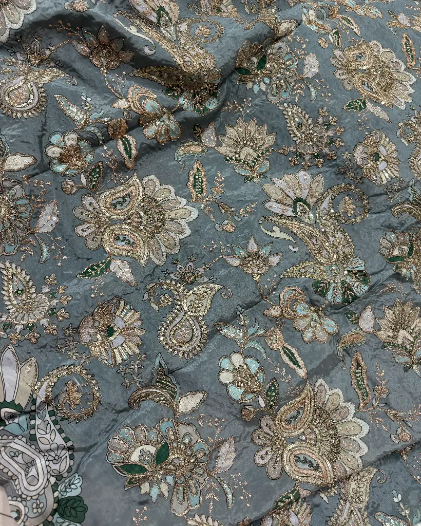 Natural crepe (trellis blue)