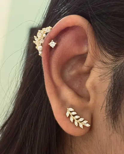 Double layer Silver stud